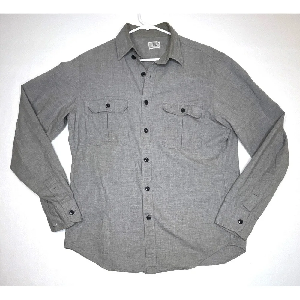 J. Crew Mens Button Up Shirt Authentic Workwear Medium Gray